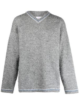 ERL V-neck textured knitted jumper - Grey