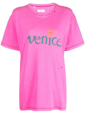 ERL Venice-print distressed T-shirt - Pink