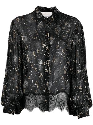 Ermanno Ermanno celestial print sheer shirt - Black