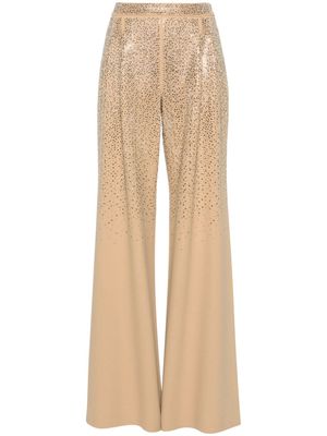 Ermanno Ermanno crystal-embellished wide-leg trousers - Neutrals