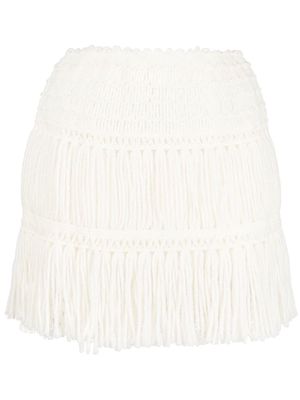 Ermanno Ermanno fringed A-line mini skirt - White
