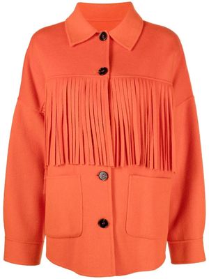 Ermanno Ermanno fringed wool shirt jacket - Orange