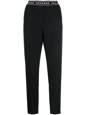 Ermanno Ermanno high-waist logo-waistband trousers - Black