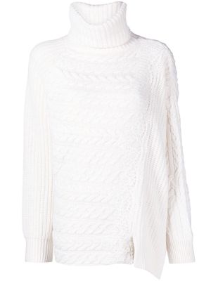ERMANNO FIRENZE cable-knit lace-trim jumper - White