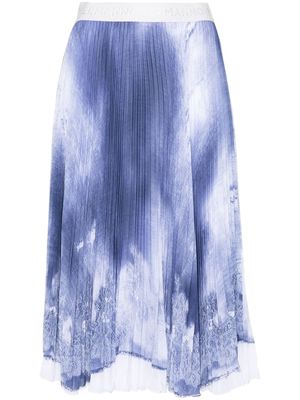 ERMANNO FIRENZE denim-print pleated skirt - Blue