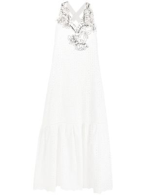 ERMANNO FIRENZE embroidered crossover-straps dress - White