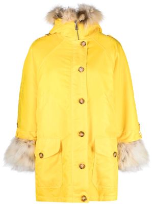ERMANNO FIRENZE faux-fur trim padded coat - Yellow