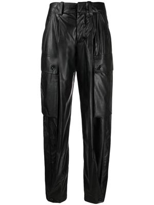 ERMANNO FIRENZE faux-leather tapered-leg trousers - Black