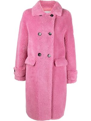 ERMANNO FIRENZE faux-shearling double-breasted coat - Pink
