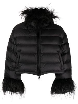 ERMANNO FIRENZE feather-trim puffer jacket - Black