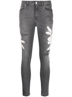 ERMANNO FIRENZE floral-appliqué skinny jeans - Grey