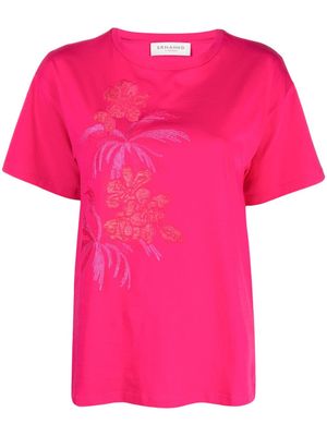 ERMANNO FIRENZE floral lace-appliqué cotton T-shirt - Pink
