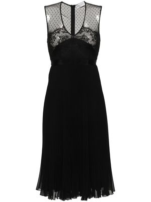 ERMANNO FIRENZE floral-lace pleated midi dress - Black