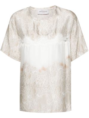 ERMANNO FIRENZE floral-lace printed blouse - White