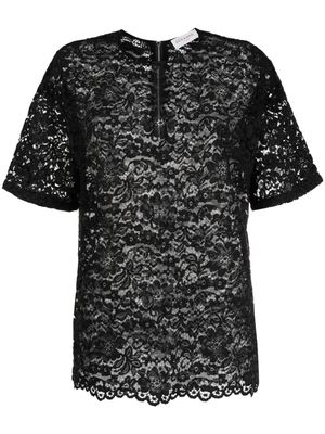 ERMANNO FIRENZE floral-lace T-shirt - Black