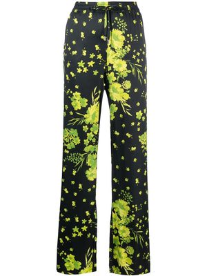 ERMANNO FIRENZE floral-print high-waisted trousers - Black