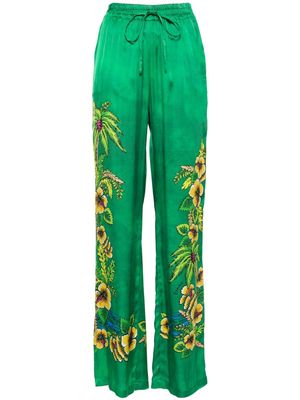 ERMANNO FIRENZE floral-print straight-leg trousers - Green