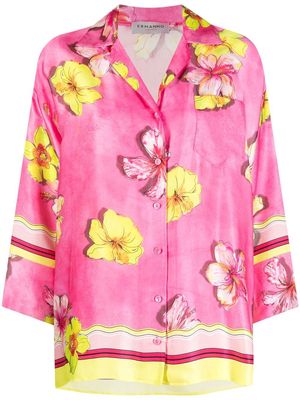ERMANNO FIRENZE floral-print three-quarter-sleeve shirt - Pink