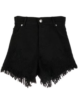 ERMANNO FIRENZE high-waisted raw-cut shorts - Black