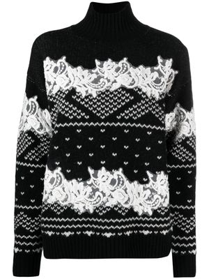 ERMANNO FIRENZE intarsia-knit virgin wool jumper - Black