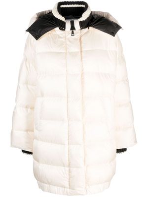 ERMANNO FIRENZE knitted-collar quilted oversized coat - Neutrals