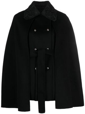 ERMANNO FIRENZE lace-collar wool-blend cape - Black
