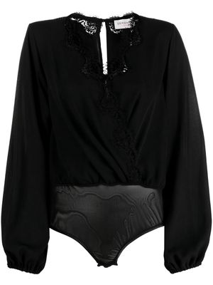 ERMANNO FIRENZE lace-detail long-sleeve top - Black