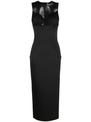 ERMANNO FIRENZE lace-panel sleeveless maxi dress - Black