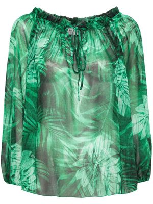 ERMANNO FIRENZE leaf-print blouse - Green