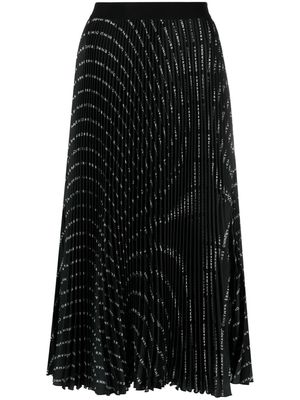 ERMANNO FIRENZE logo-print pleated midi skirt - Black