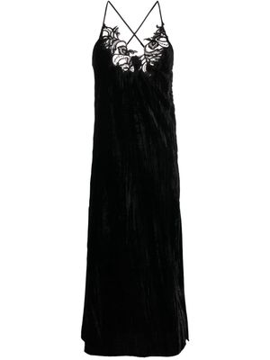 ERMANNO FIRENZE pleated velvet slip dress - Black