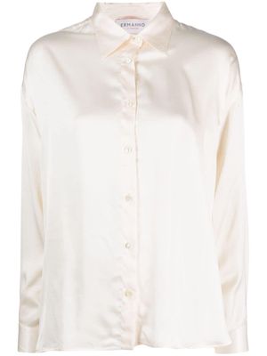 ERMANNO FIRENZE satin-finish long-sleeved shirt - Neutrals