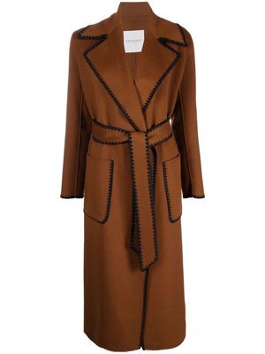 ERMANNO FIRENZE scallop-edge belted coat - Brown