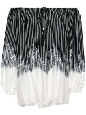 ERMANNO FIRENZE striped satin blouse - Black