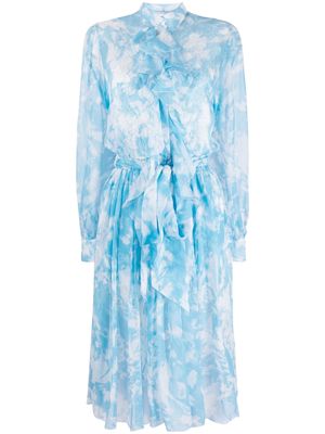 Ermanno Scervino abstract-print silk shirtdress - Blue