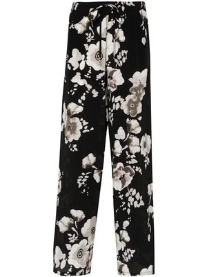 Ermanno Scervino all-over floral-print trousers - Black