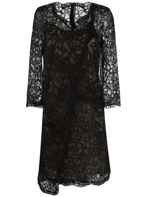 Ermanno Scervino asymmetric floral lace dress - Black