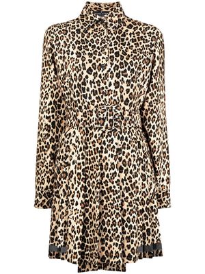 Ermanno Scervino belted leopard-print mini shirtdress - Brown