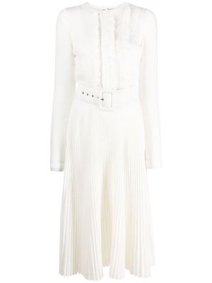 Ermanno Scervino belted pleated-skirt midi dress - White