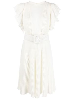 Ermanno Scervino belted-waist pleated dress - White