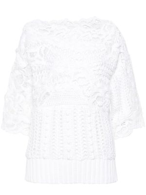 Ermanno Scervino boat-neck openwork jumper - White