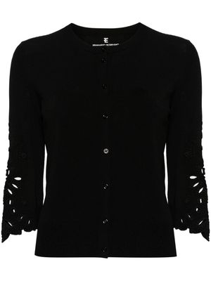 Ermanno Scervino broderie-anglaise ribbed-knit cardigan - Black