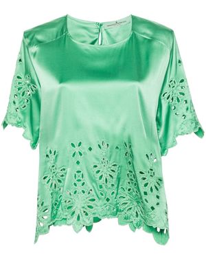 Ermanno Scervino broderie-anglaise silk blouse - Green