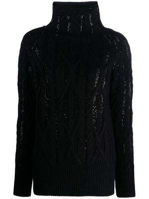 Ermanno Scervino cable-knit high neck jumper - Black