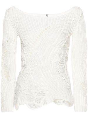 Ermanno Scervino carved-lace cotton jumper - White
