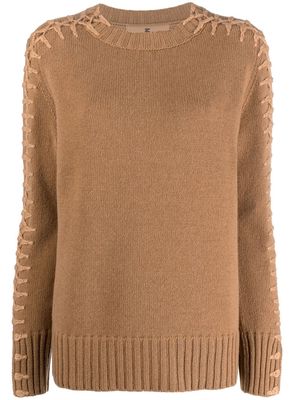Ermanno Scervino cashmere embroidered-panel jumper - Brown