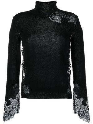 Ermanno Scervino cashmere lace-detail jumper - Black