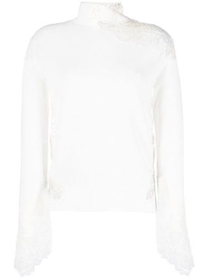 Ermanno Scervino cashmere lace-detail jumper - White