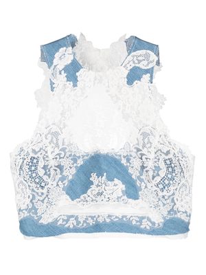 Ermanno Scervino chantilly-lace cropped top - Blue