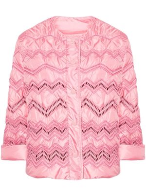 Ermanno Scervino chevron-embroidered puffer jacket - Pink
